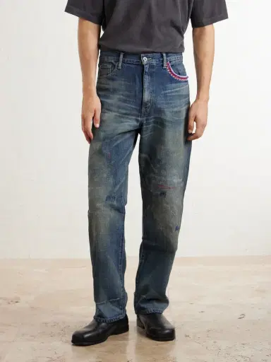 Neighborhood Savage Straight-Leg Bead-Embellished Distressed Jeans - Men | Thumbnail 3 Neighborhood Savage Straight-Leg Bead-Embellished Distressed Jeans - Men | Thumbnail 3