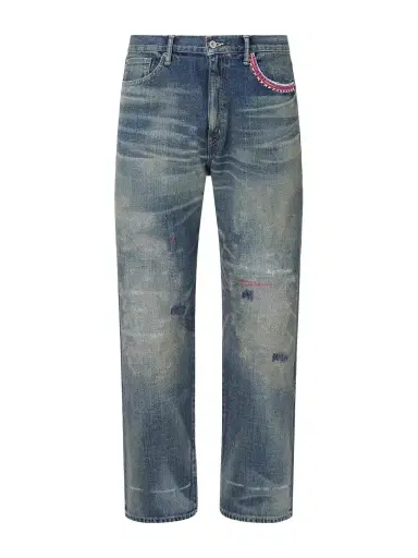 Neighborhood Savage Straight-Leg Bead-Embellished Distressed Jeans - Men | Thumbnail 1 Neighborhood Savage Straight-Leg Bead-Embellished Distressed Jeans - Men | Thumbnail 1