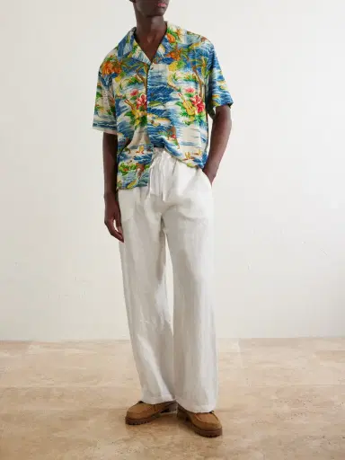 Cherry Los Angeles Straight-Leg Linen Trousers - Men | Thumbnail 2 Cherry Los Angeles Straight-Leg Linen Trousers - Men | Thumbnail 2