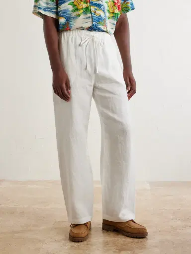 Cherry Los Angeles Straight-Leg Linen Trousers - Men | Thumbnail 3 Cherry Los Angeles Straight-Leg Linen Trousers - Men | Thumbnail 3