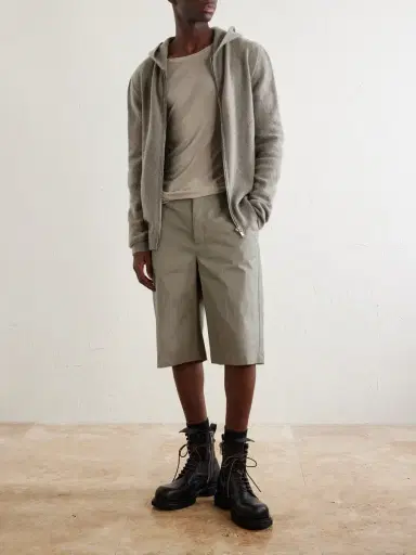 Rick Owens Straight-Leg Cotton-Blend Canvas Shorts - Men | Thumbnail 2 Rick Owens Straight-Leg Cotton-Blend Canvas Shorts - Men | Thumbnail 2