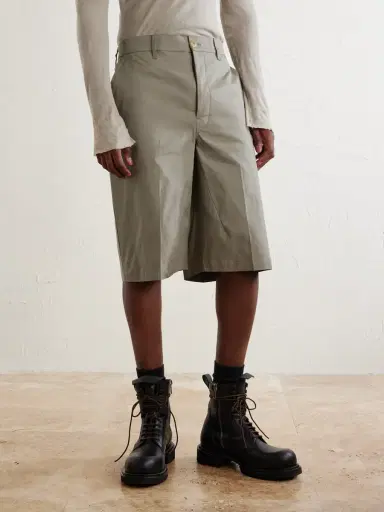 Rick Owens Straight-Leg Cotton-Blend Canvas Shorts - Men | Thumbnail 3 Rick Owens Straight-Leg Cotton-Blend Canvas Shorts - Men | Thumbnail 3