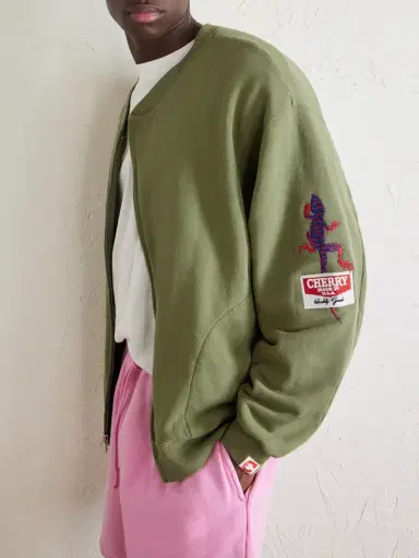 Cherry Los Angeles Logo-Embroidered Cotton-Jersey Zip-Up Sweatshirt - Men | Thumbnail 5 Cherry Los Angeles Logo-Embroidered Cotton-Jersey Zip-Up Sweatshirt - Men | Thumbnail 5