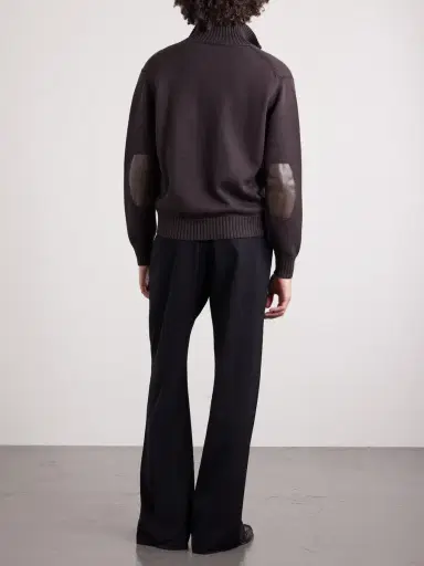Tom Ford Leather-Trimmed Merino Wool Cardigan - Men | Thumbnail 4 Tom Ford Leather-Trimmed Merino Wool Cardigan - Men | Thumbnail 4