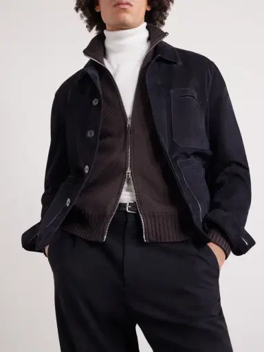 Tom Ford Leather-Trimmed Merino Wool Cardigan - Men | Thumbnail 5 Tom Ford Leather-Trimmed Merino Wool Cardigan - Men | Thumbnail 5
