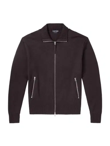 Tom Ford Leather-Trimmed Merino Wool Cardigan - Men | Thumbnail 1 Tom Ford Leather-Trimmed Merino Wool Cardigan - Men | Thumbnail 1
