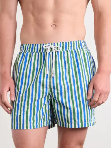 Drake's Straight-Leg Mid-Length Striped Swim Shorts - Men | Thumbnail 2 Drake's Straight-Leg Mid-Length Striped Swim Shorts - Men | Thumbnail 2