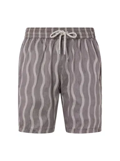 Frescobol Carioca Rio Linen Blend Cabana Wave -Print Swim Short - Men | Thumbnail 1 Frescobol Carioca Rio Linen Blend Cabana Wave -Print Swim Short - Men | Thumbnail 1
