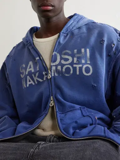 Satoshi Nakamoto Luke Logo-Printed Cotton-Fleece Zip-Up Hoodie - Men | Thumbnail 5 Satoshi Nakamoto Luke Logo-Printed Cotton-Fleece Zip-Up Hoodie - Men | Thumbnail 5