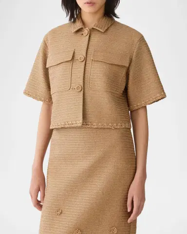 Lafayette 148 New York Raffia-Effect Boxy Cropped Jacket | Thumbnail 4 Lafayette 148 New York Raffia-Effect Boxy Cropped Jacket | Thumbnail 4