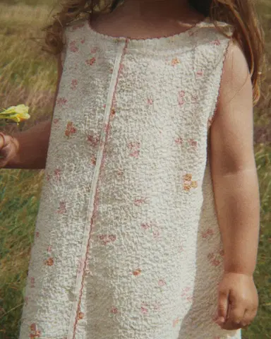 Konges Slojd Girl's Elin Sleeveless Floral Picot-Trim Dress, Size 18M-10 | Thumbnail 4 Konges Slojd Girl's Elin Sleeveless Floral Picot-Trim Dress, Size 18M-10 | Thumbnail 4