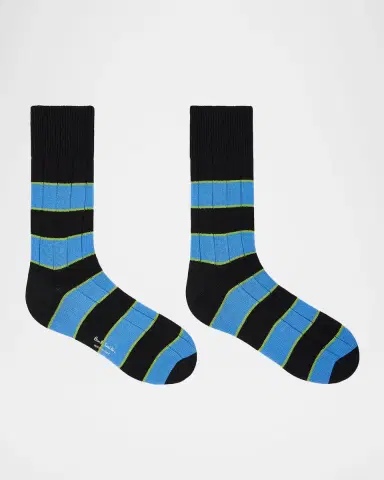 Paul Smith Men's Kennedy Contrast-Stripe Crew Socks | Thumbnail 2 Paul Smith Men's Kennedy Contrast-Stripe Crew Socks | Thumbnail 2