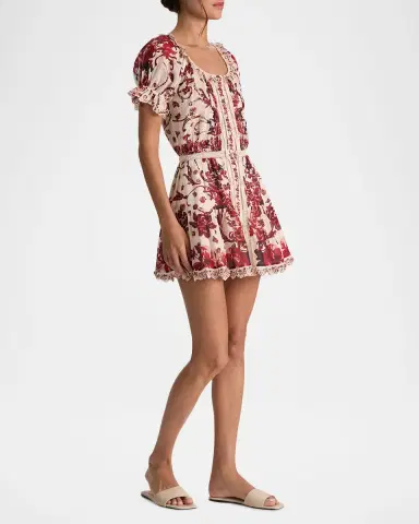 ALICE + OLIVIA McLaine Embroidered Puff-Sleeve Mini Dress | Thumbnail 6 ALICE + OLIVIA McLaine Embroidered Puff-Sleeve Mini Dress | Thumbnail 6