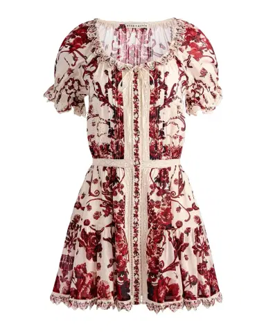 ALICE + OLIVIA McLaine Embroidered Puff-Sleeve Mini Dress | Thumbnail 1 ALICE + OLIVIA McLaine Embroidered Puff-Sleeve Mini Dress | Thumbnail 1