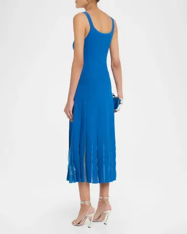 Elie Tahari Raelynn Rib-Knit Pleated A-Line Midi Dress | Thumbnail 3 Elie Tahari Raelynn Rib-Knit Pleated A-Line Midi Dress | Thumbnail 3