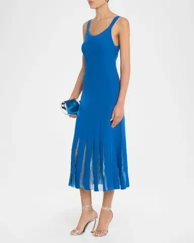 Elie Tahari Raelynn Rib-Knit Pleated A-Line Midi Dress | Thumbnail 4 Elie Tahari Raelynn Rib-Knit Pleated A-Line Midi Dress | Thumbnail 4