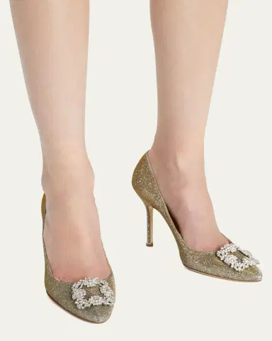 Manolo Blahnik Hangisi 105mm Metallic Buckle Pumps | Thumbnail 2 Manolo Blahnik Hangisi 105mm Metallic Buckle Pumps | Thumbnail 2
