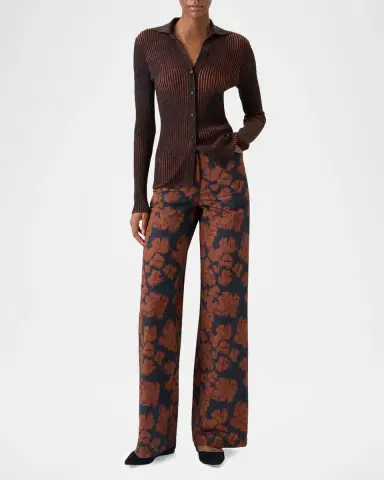 Akris punto Two-Tone Ribbed Merino Cardigan | Thumbnail 2 Akris punto Two-Tone Ribbed Merino Cardigan | Thumbnail 2