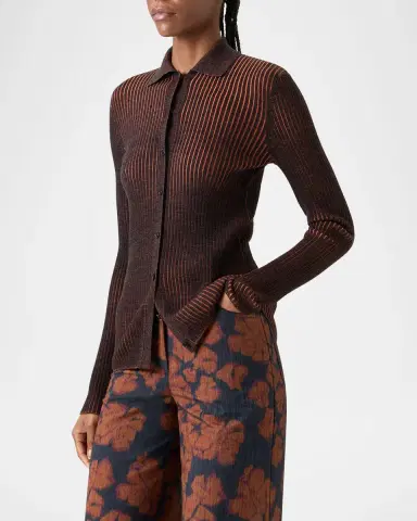 Akris punto Two-Tone Ribbed Merino Cardigan | Thumbnail 4 Akris punto Two-Tone Ribbed Merino Cardigan | Thumbnail 4
