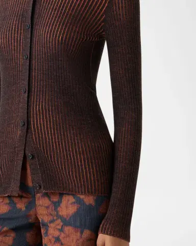 Akris punto Two-Tone Ribbed Merino Cardigan | Thumbnail 5 Akris punto Two-Tone Ribbed Merino Cardigan | Thumbnail 5