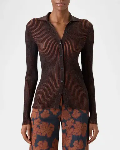 Akris punto Two-Tone Ribbed Merino Cardigan | Thumbnail 6 Akris punto Two-Tone Ribbed Merino Cardigan | Thumbnail 6