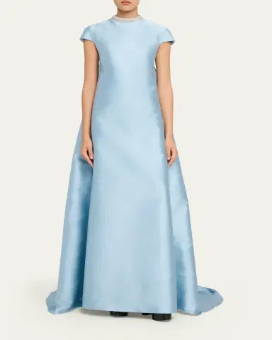 Atelier Prabal Gurung Naomi Crystal Button-Back Gown with Train | Thumbnail 2 Atelier Prabal Gurung Naomi Crystal Button-Back Gown with Train | Thumbnail 2