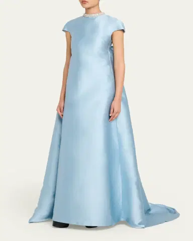 Atelier Prabal Gurung Naomi Crystal Button-Back Gown with Train | Thumbnail 4 Atelier Prabal Gurung Naomi Crystal Button-Back Gown with Train | Thumbnail 4