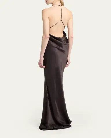 Tom Ford Draped Backless Satin Gown | Thumbnail 3 Tom Ford Draped Backless Satin Gown | Thumbnail 3