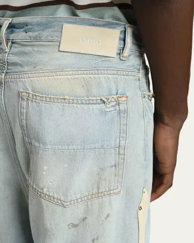 Amiri Men's Light-Wash Denim Carpenter Jeans with Bone Appliques | Thumbnail 5 Amiri Men's Light-Wash Denim Carpenter Jeans with Bone Appliques | Thumbnail 5