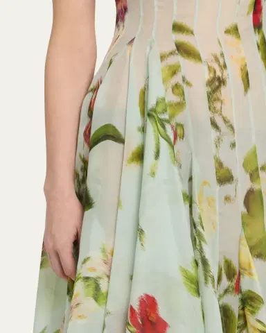 Oscar de la Renta Sleeveless Chine Hibiscus Silk Gazar Trumpet Gown | Thumbnail 5 Oscar de la Renta Sleeveless Chine Hibiscus Silk Gazar Trumpet Gown | Thumbnail 5