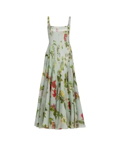 Oscar de la Renta Sleeveless Chine Hibiscus Silk Gazar Trumpet Gown | Thumbnail 1 Oscar de la Renta Sleeveless Chine Hibiscus Silk Gazar Trumpet Gown | Thumbnail 1