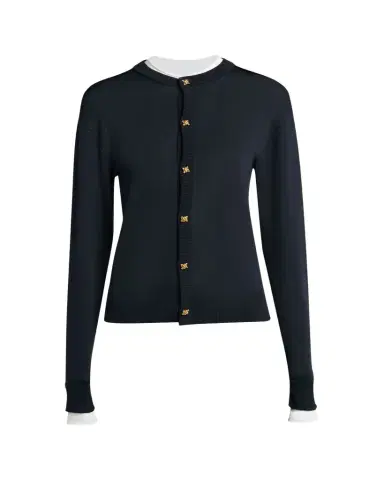Bottega Veneta Silk Double Knit Crewneck Cardigan | Thumbnail 1 Bottega Veneta Silk Double Knit Crewneck Cardigan | Thumbnail 1
