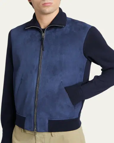 Tom Ford Men's Suede and Merino Wool Hybrid Full-Zip Blouson | Thumbnail 5 Tom Ford Men's Suede and Merino Wool Hybrid Full-Zip Blouson | Thumbnail 5