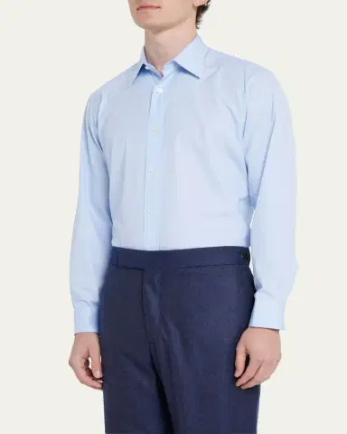 Charvet Men's Point Collar Cotton Dress Shirt | Thumbnail 4 Charvet Men's Point Collar Cotton Dress Shirt | Thumbnail 4