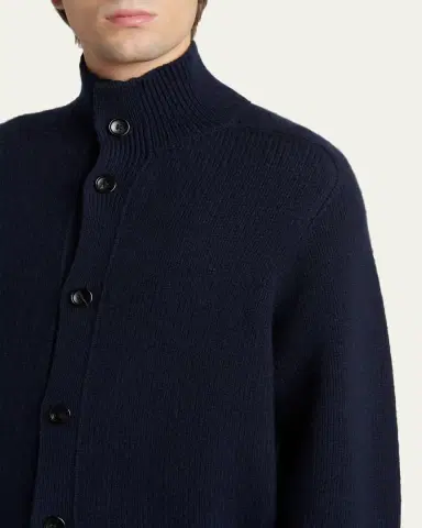 TOM FORD Men's Coarsehair Cashmere Rib-Knit Cardigan | Thumbnail 5 TOM FORD Men's Coarsehair Cashmere Rib-Knit Cardigan | Thumbnail 5