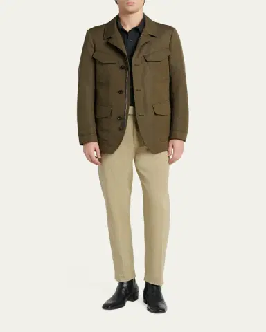 Tom Ford Men's Compact Nylon Flap-Pocket Field Jacket | Thumbnail 2 Tom Ford Men's Compact Nylon Flap-Pocket Field Jacket | Thumbnail 2