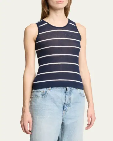 Balenciaga Striped Cotton Knit Tank Top | Thumbnail 4 Balenciaga Striped Cotton Knit Tank Top | Thumbnail 4