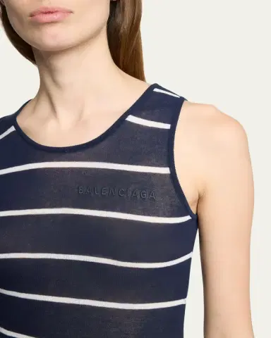 Balenciaga Striped Cotton Knit Tank Top | Thumbnail 5 Balenciaga Striped Cotton Knit Tank Top | Thumbnail 5
