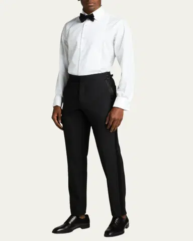 Bergdorf Goodman Men's Pique Bib-Front Tuxedo Shirt | Thumbnail 2 Bergdorf Goodman Men's Pique Bib-Front Tuxedo Shirt | Thumbnail 2