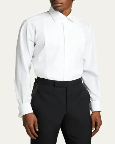 Bergdorf Goodman Men's Pique Bib-Front Tuxedo Shirt | Thumbnail 4 Bergdorf Goodman Men's Pique Bib-Front Tuxedo Shirt | Thumbnail 4