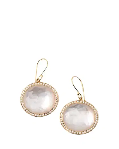 Ippolita Round Drop Earrings in 18K Gold with Diamonds | Thumbnail 1 Ippolita Round Drop Earrings in 18K Gold with Diamonds | Thumbnail 1