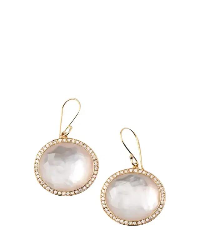 Round Drop Earrings in 18K Gold with Diamonds Round Drop Earrings in 18K Gold with Diamonds