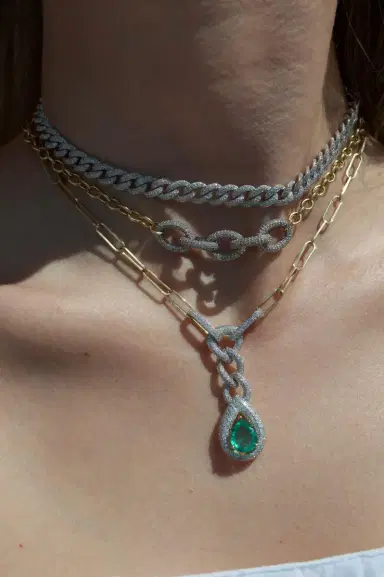 Wish Fine Jewelry 4.16ct Diamond Emerald 14K Gold Drop Chain Necklace | Thumbnail 3 Wish Fine Jewelry 4.16ct Diamond Emerald 14K Gold Drop Chain Necklace | Thumbnail 3
