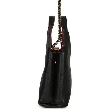 Chanel Chanel Small Chic Lady Shopping Bag Black, Burgundy Calfskin Gold Hardware | Thumbnail 3 Chanel Chanel Small Chic Lady Shopping Bag Black, Burgundy Calfskin Gold Hardware | Thumbnail 3