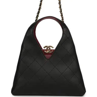 Chanel Chanel Small Chic Lady Shopping Bag Black, Burgundy Calfskin Gold Hardware | Thumbnail 4 Chanel Chanel Small Chic Lady Shopping Bag Black, Burgundy Calfskin Gold Hardware | Thumbnail 4