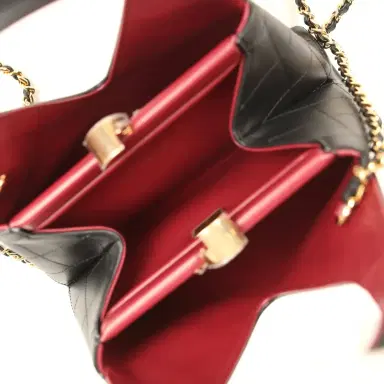 Chanel Chanel Small Chic Lady Shopping Bag Black, Burgundy Calfskin Gold Hardware | Thumbnail 8 Chanel Chanel Small Chic Lady Shopping Bag Black, Burgundy Calfskin Gold Hardware | Thumbnail 8