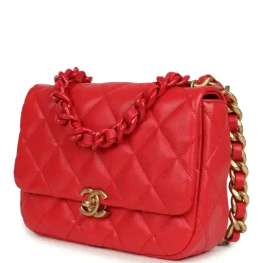 Chanel Chanel Small Flap Bag Red Lambskin Red Enamel Antique Gold Hardware | Thumbnail 5 Chanel Chanel Small Flap Bag Red Lambskin Red Enamel Antique Gold Hardware | Thumbnail 5