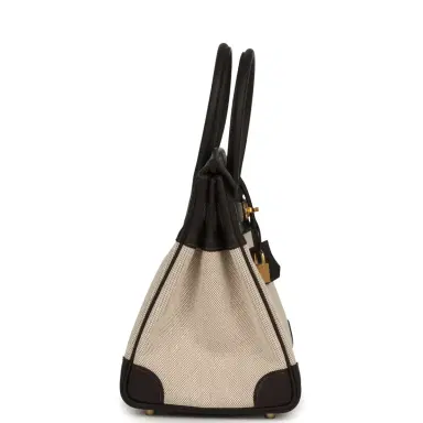 HERMÈS Hermes Birkin 30 Ecru and Beige Toile H Canvas, Bai Brun Swift Gold Hardware | Thumbnail 3 HERMÈS Hermes Birkin 30 Ecru and Beige Toile H Canvas, Bai Brun Swift Gold Hardware | Thumbnail 3