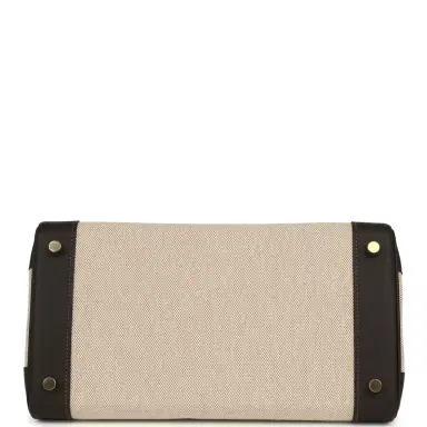 HERMÈS Hermes Birkin 30 Ecru and Beige Toile H Canvas, Bai Brun Swift Gold Hardware | Thumbnail 6 HERMÈS Hermes Birkin 30 Ecru and Beige Toile H Canvas, Bai Brun Swift Gold Hardware | Thumbnail 6