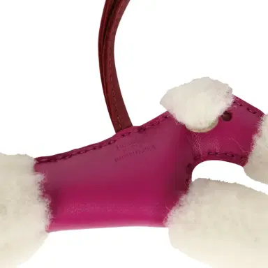 HERMÈS Hermes Budy Charm Ecru, Rose Pourpre, Rouge Grenat Milo Lambskin and Merino Wool | Thumbnail 3 HERMÈS Hermes Budy Charm Ecru, Rose Pourpre, Rouge Grenat Milo Lambskin and Merino Wool | Thumbnail 3